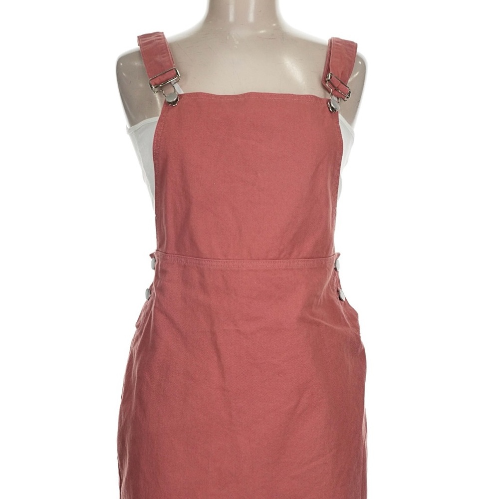 Pink o2 denim overall dress